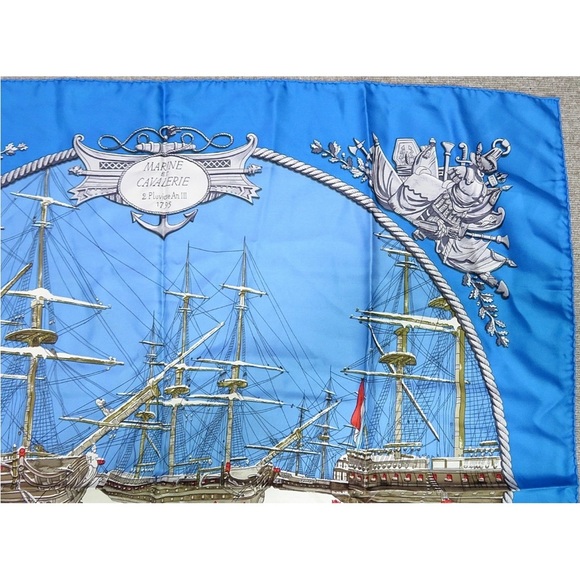 Hermes Blue Marine Scarf - Picture 3 of 11